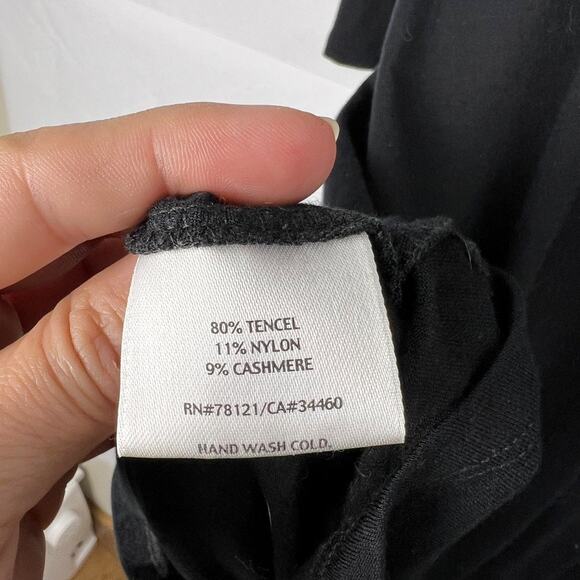 Eileen Fisher Black Soft Tencel Nylon Cashmere Long Sleeve V-Neck Tunic Size L - Picture 5 of 5